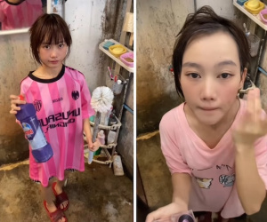 Cô gái chui vào nhà vệ sinh cũ nát gội đầu, makeup 'lột xác', kết quả gây choáng: Đẹp cỡ này là nhờ cơ địa!