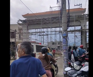 Sập giàn giáo, 5 người bị thương