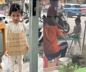 Con gái không chịu đi học, mẹ cho sang hàng xóm phụ bán phở, nhìn dòng chữ treo trước ngực vừa thương vừa buồn cười