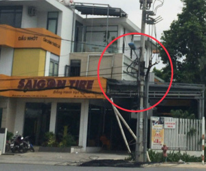 Sau tiếng nổ lớn, thanh niên kéo dây cáp bất ngờ bốc cháy trên cột điện