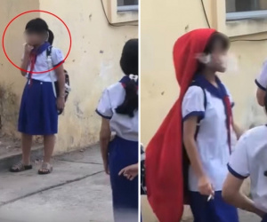 Nhóm nữ sinh vẫn đeo khăn quàng đỏ nhưng đã 'phì phèo' thuốc lá khiến nhiều người phẫn nộ