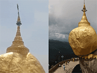 Giữa trận động đất 7,7 độ, ngôi chùa đứng cheo leo trên tảng đá vàng ở Myanmar vẫn không bị quật ngã