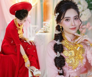 Cô dâu An Giang được tặng hơn 20 cây vàng, đeo trĩu cổ trong đám cưới gây sốt