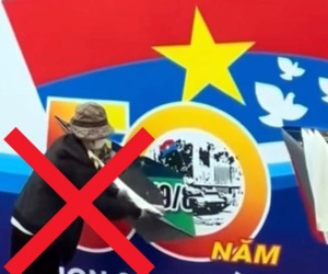 Thông tin bất ngờ về người phụ nữ cầm dao rạch pa nô chào mừng 50 năm thống nhất đất nước