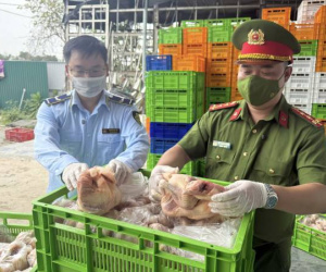 Hàng tấn chân gà, cánh gà, xúc xích 'made in China' bị thu giữ