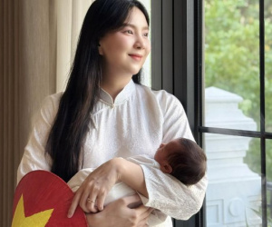 Mai Ngọc và con trai 10 ngày tuổi kỷ niệm 30/4 đầu đời bằng khoảnh khắc đặc biệt