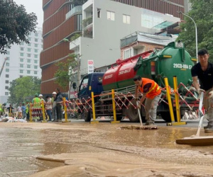 'Suối bùn' phun trào tại khu thi công dự án metro Nhổn - ga Hà Nội