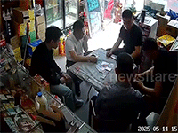 Đang ngồi nói chuyện trong cửa hàng, nhóm thanh niên 'hồn vía lên mây' khi xuất hiện 'khách không mời'