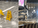 Sảnh và khu vực để xe nhà ga T3 lênh láng nước, nhiều tuyến đường ở TP.HCM hỗn loạn sau trận mưa lớn kéo dài