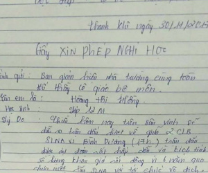 Lá đơn xin nghỉ học mang phong cách 'bất chấp tất cả vì đam mê' được phụ huynh ủng hộ