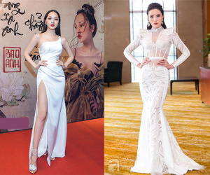 Trúc Diễm rực sắc đỏ, Bảo Anh diện váy xẻ cao đến hông