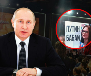 Phản ứng bất ngờ của Tổng thống Nga khi thấy tấm biển 'Putin bye-bye' trong họp báo 2017