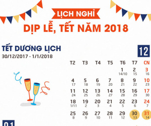 Chi tiết lịch nghỉ dịp lễ, tết năm 2018