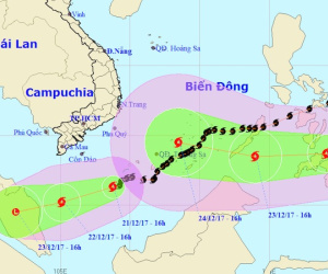 Bão Tembin giật cấp 14 có thể 'uy hiếp' Nam bộ dịp Noel
