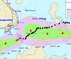 Thời tiết 22/12: Bão Tembin giật cấp 13, miền Bắc ấm lên