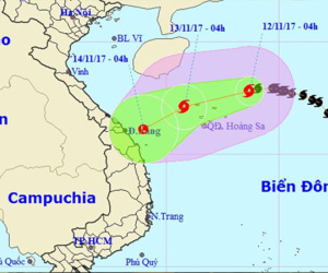 Bão số 13 mạnh cấp 8, gây mưa rào và dông mạnh