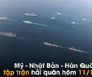 Video 3 siêu tàu sân bay Mỹ xuất quân trong cuộc tập trận sát Triều Tiên