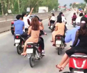 Phạt đoàn rước dâu không đội mũ bảo hiểm 6 triệu đồng