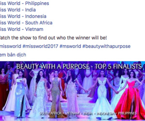 Thêm tin vui từ Miss World 2017: Đại diện Việt Nam - Đỗ Mỹ Linh xuất sắc lọt Top 5 Hoa hậu Nhân ái