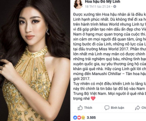 Chia sẻ cảm động của Đỗ Mỹ Linh sau đêm chung kết Miss World 2017
