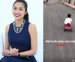 Fan thích thú với hình ảnh quý tử nhà Hà Tăng đạp xe đồ chơi như tay đua chính hiệu