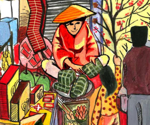 Bộ tranh siêu đẹp khiến giới trẻ nhớ Tết da diết