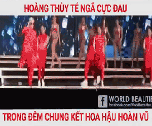 Clip: Hoàng Thùy té ngã cực mạnh trên sân khấu đêm chung kết Hoa hậu Hoàn vũ Việt Nam 2017