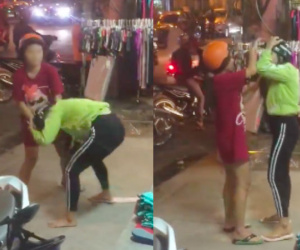 Bắt quả tang chồng chở bồ nhí đi ngoài đường, vợ bầu nhanh chóng lao đến túm tóc đánh ghen dằn mặt