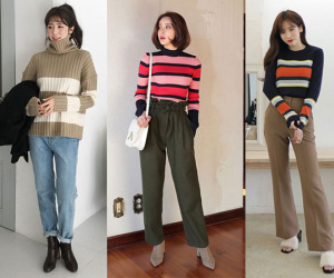 Áo len kẻ nhiều màu đang hot và đây là 3 kiểu quần rất ăn ý để kết hợp cùng