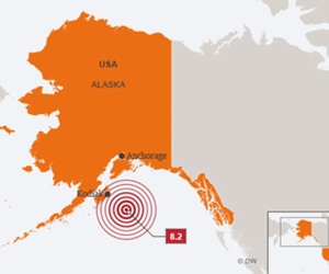 Động đất 8 độ ngoài khơi Alaska gây cảnh báo sóng thần