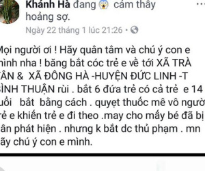 Dân Bình Thuận hoang mang vì thông tin 6 trẻ bị bắt cóc