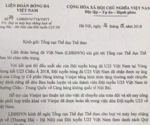 Vì sao VFF đề nghị hủy chuyến bay ở phút chót của U23 Việt Nam?