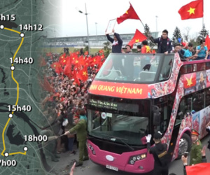 Video: Hành trình 5 tiếng đi 30 km về trung tâm Hà Nội của U23 Việt Nam