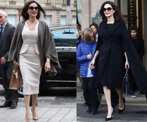 Angelina Jolie biến hóa hoàn hảo với đồ đơn sắc trong chuyến sang Pháp