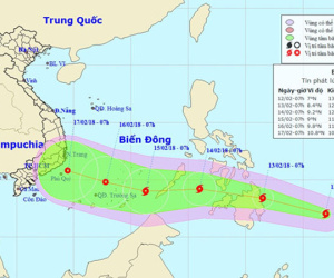 Bão mạnh cấp 8 hướng thẳng vào Biển Đông
