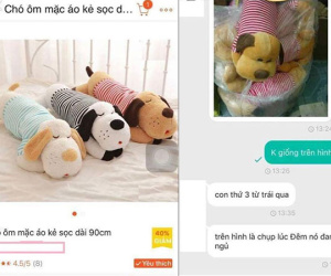 Khách thắc mắc ảnh chú chó bông khác với ảnh đăng bán, chủ shop hồn nhiên: Hình đó chụp đêm lúc đang ngủ, còn giờ nó dậy rồi