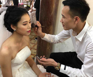 Chú rể dành 6 tháng học make-up để tự tay trang điểm cho vợ khi chụp hình cưới