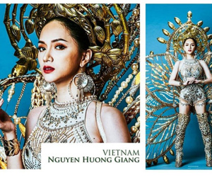 Dàn chân dài mặc trang phục dân tộc HH Chuyển giới khoe ngực 'khủng'