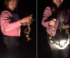 Clip: Cô gái thản nhiên dùng tay không bắt rắn cạp nong cực độc ngay giữa đường khiến nhiều người thót tim sợ hãi