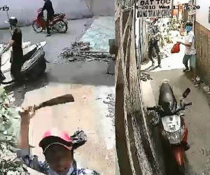 Nhóm côn đồ dùng hung khí chém camera, tạt sơn nhà dân