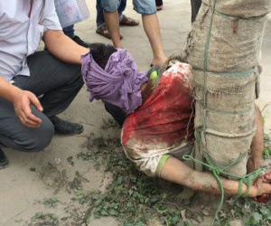 Lao đầu vào ô tô tự tử bất thành, nam thanh niên bị trói vào gốc cây