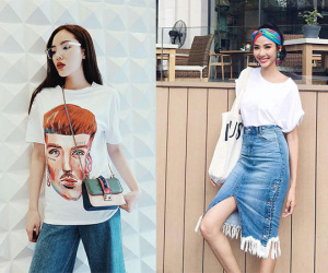 Vừa mới vào hè, sao Việt đã có cả loạt gợi ý mix đồ hay ho với áo phông để bạn áp dụng