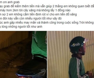 Tài xế Grab Nghệ An đẩy xe 2 km giúp hai nam sinh xa lạ
