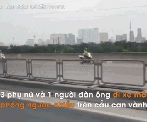 Video: 4 'ninja' nối đuôi nhau phóng ngược chiều trên cầu cạn vành đai 3