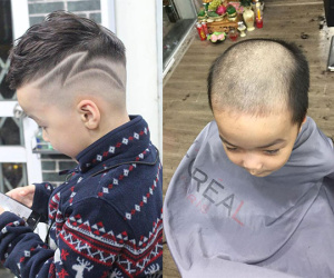 Khi bố làm thợ cắt tóc và không biết làm gì cho vui, cậu con trai đang có kiểu đầu chất chơi 'được' biến ngay thành ông hói