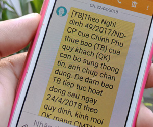 Chỉ thuê bao nhận tin nhắn thông báo mới cần bổ sung thông tin