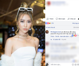 Sợ bị ném đá ảnh thảm đỏ, Quỳnh Anh Shyn vào bình luận trước 'em chưa sẵn sàng pose khi chụp bức này các bác ạ'