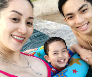 Khánh Thi khoe bụng bầu 8 tháng, cùng chồng con đi biển trước ngày sinh em bé thứ 2