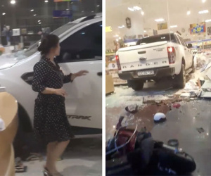 Video: Nữ tài xế lao thẳng ô tô vào giữa hiệu sách