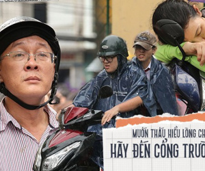 Hình ảnh phụ huynh đội mưa, đội nắng đưa con đi thi: Tự tin nhé con ơi, có bố mẹ làm 'hậu phương' đây rồi!